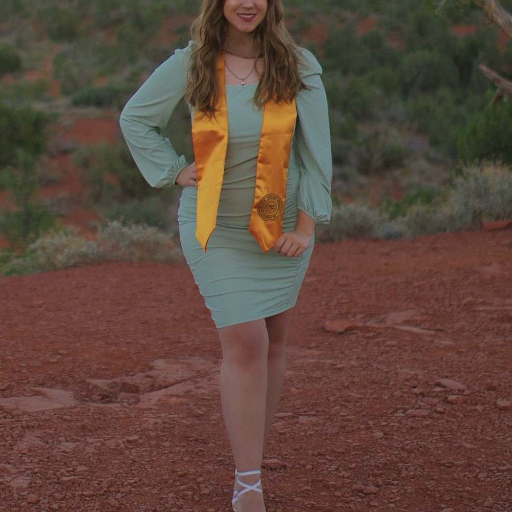 Ribbed knit mint green dress